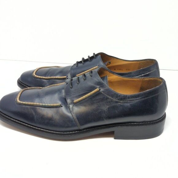 Metzlan Navy Leather Square Toe Oxford, Men\'s 12 main image 7